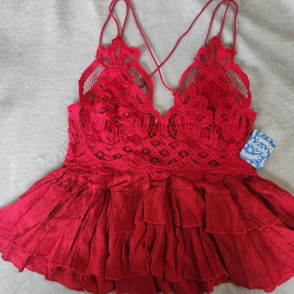 NWT Free People‎ Adella Cami in Cherry Red Size XS - Picture 5 of 8